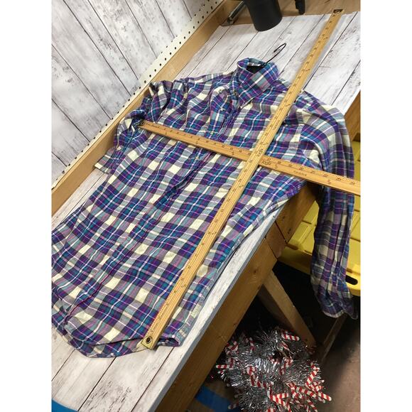 Mens Large Purple Plaid Long Sleeve Button Up Shirt - Picture 4 of 4